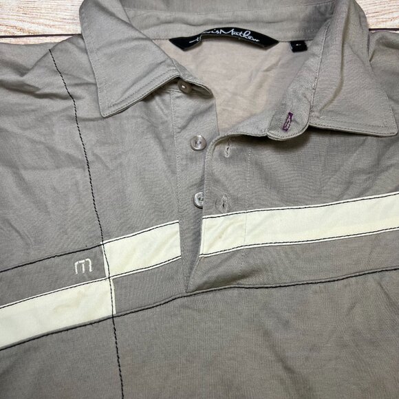Travis Mathew Gray White Stripe Golf Polo Shirt Performance Men's Large - Picture 9 of 14